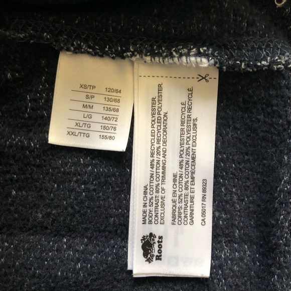 Roots kids youth size Large 9-10 years navy blue and grey hoodie with pocket - Picture 9 of 16